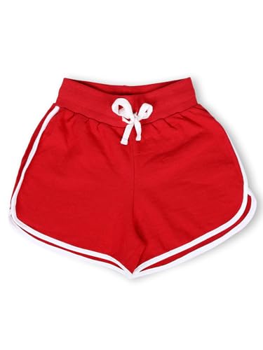 Twge – Kids Shorts For Girls – Short Pants – Polycotton Solid Regular Fit Half Pants – Red – 10-11 Years