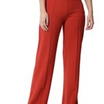 Kotty Women Solid Polyester Blend Orange Red Trouser (Orange Red,30)