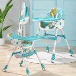 Staranddaisy Table Talk Baby High Chair For Feeding 6 Months To 3 Years Girls & Boys, Reclining Seat, Double Food Tray, Adjustable Height & One Click Foldable-(Deep Sea Blue)