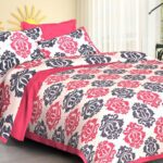 Etape 104 Tc Cotton Double Floral Flat Bedsheet(Pack Of 1, Pink)