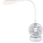 Bajaj Airlight 85 Mm Personal Rechargeable Fan With Task Lighting |8 W Table Fan| 360-Degree Table Lamp| 3-6 Hours* Battery Backup| Silent Operation| Usb Charging Fan| 1-Yr Warranty White