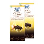 Sugar Free D’Lite Hazelnut & Almonds Dark Chocolate Bar, 80 Grams (Pack Of 2)