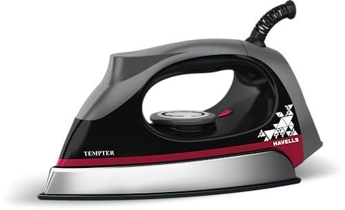 Havells Tempter 1000W Dry Iron Press With Greblon E2 Grade Non-Stick Coated Sole Plate Aerodynamic Design With Shock Proof Front 2 Year Warranty