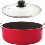 Nirlon Nonstick Coated Large Biryani Pot 24 Cm, With Bakelite Handle And Glass Lid Cook And Serve Casserole(3.1 Ml)