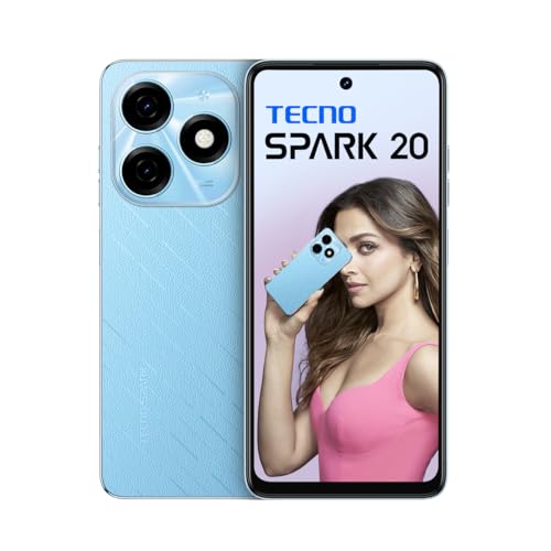 Tecno Spark 20 | Magic Skin Blue, (16Gb*+256Gb)| 32Mp Selfie + 50Mp Main Camera| 90Hz Dot-In Display With Dynamic Port & Dual Speakers With Dts| 5000Mah Battery |18W Type-C| Helio G85 Processor