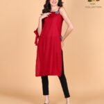 Aiza Collection Women Solid Straight Kurta(Maroon)