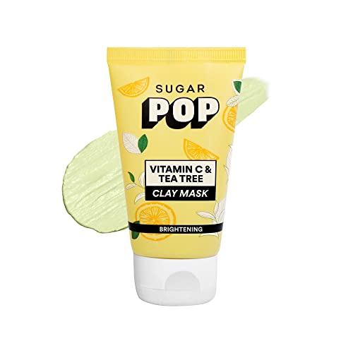 Sugar Pop Vitamin C & Tea Tree Clay Mask – Helps With Oily And Acne-Prone Skin | Gently Exfoliating | Controls Excess Oil | Minimizes Spots For Fresh Glowing Skin L 50 Gms