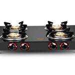 Greenchef Elon Glass Cook Top 4 Burner Gas Stove,Black Body (Manual Ignition)