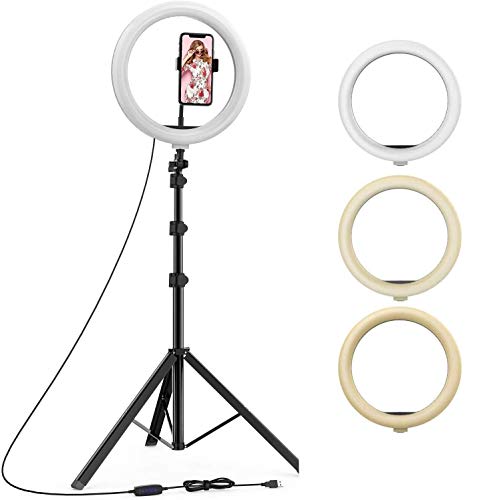 Tygot 10 Inches Big Led Ring Light For Camera, Phone Tiktok Youtube Video Shooting And Makeup, 10″ Inch Ring Light With 7 Feet Long Foldable And Lightweight Tripod Stand