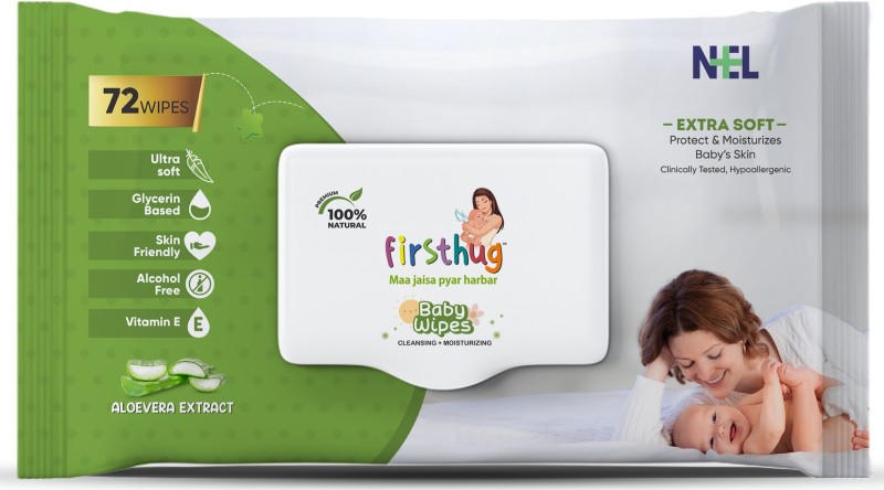 Firsthug Super Soft Cleansing Wet Baby Wipes With Lid Pack|Aloe Vera Extract |72 Pcs/Pack(72 Wipes)