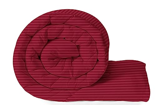 Bsb Home Microfibre All Season/Ac/Summer Solid Striped Double Bed Comforter Blanket | Dohar | Duvets |Ultra Soft & Light Weight – (220 Gsm, Maroon)