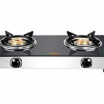 Greenchef Popular Glass Cook Top 2 Burner Gas Stove,Stainless Steel Body (Manual Ignition)