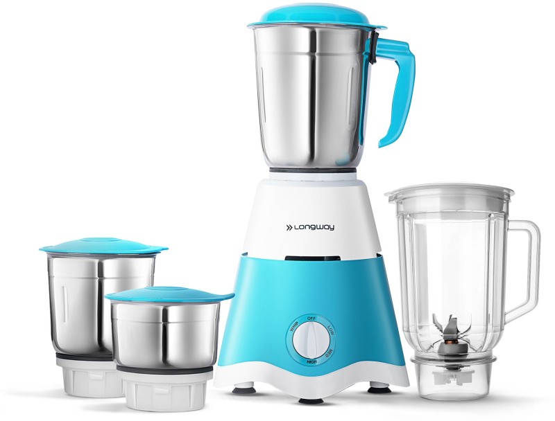 Longway Super Dlx 750 W Juicer Mixer Grinder (4 Jars, White & Blue)