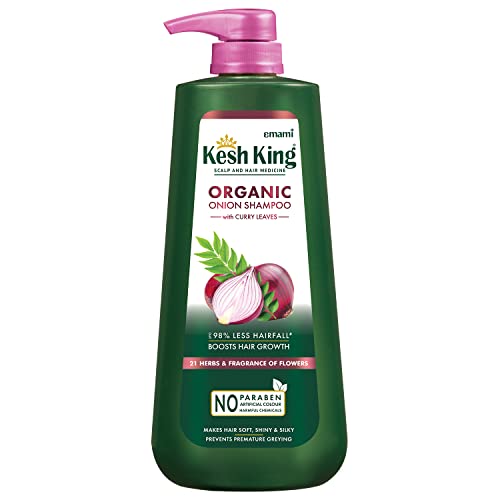 Kesh King Organic Onion Shampoo With Curry Leaves Reduces Hair Fall Upto 98%,Boosts Hair Growth&Keeps Hair Smooth Upto 48Hrs|Repairs Dry&Damaged Hair|Makes Hair Silky&Bouncy – 600Ml,625 Grams