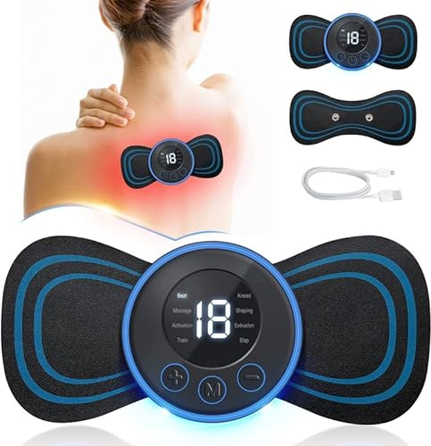 Portable Butterfly Body Massager For Pain Relief Ems Neck Massager Machine With 8 Modes And 19 Strength Levels