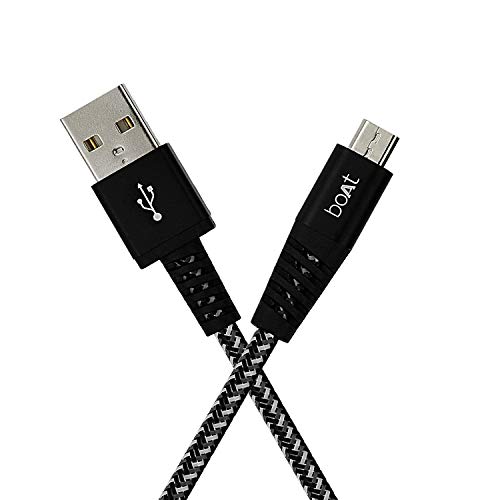 Boat Rugged V3 Extra Tough Unbreakable Braided Micro Usb Cable 1.5 Meter (Black)