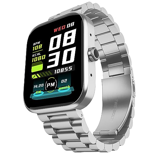 Fire-Boltt Encore Stainless Steel Smart Watch With 1.83” Full Touch Screen Display, 240 * 284 Ppi, Bluetooth Calling, 10-Days Battery Life, Ip67 Water Resistant, Upgraded Health Sensors (Silver)