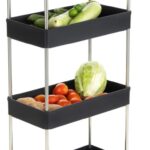 Pinkwhale 4 Compartments Plastic, Stainless Steel Storage Trolly(Black)