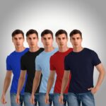 Conteno Solid Men Round Neck Blue, Black, Light Blue, Red, Navy Blue T-Shirt