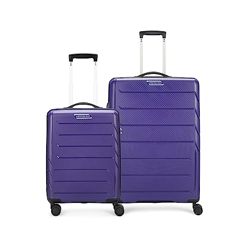 Aristocrat Chroma Set Of 2 Hard Luggage (55+75Cm) | Cabin And Large Check-In Luggage | Robust Construction With Strong Wheels, Rust-Free Trolley, Secured Zip And Secured Combination Lock | Purple