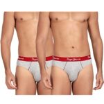 Pepe Jeans Innerwear Men’S Cotton Brief (Pack Of 2) (Clb02-02_Grey Melange_100-105_Grey Melange_Xl)