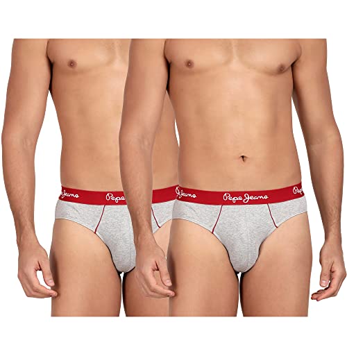 Pepe Jeans Innerwear Men’S Cotton Brief (Pack Of 2) (Clb02-02_Grey Melange_100-105_Grey Melange_Xl)