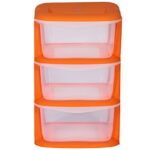 Cello Plastic Cuboid Storage Unit With 3 Drawers (Orange), 37.5 X 36.5 X 58 Centimeters