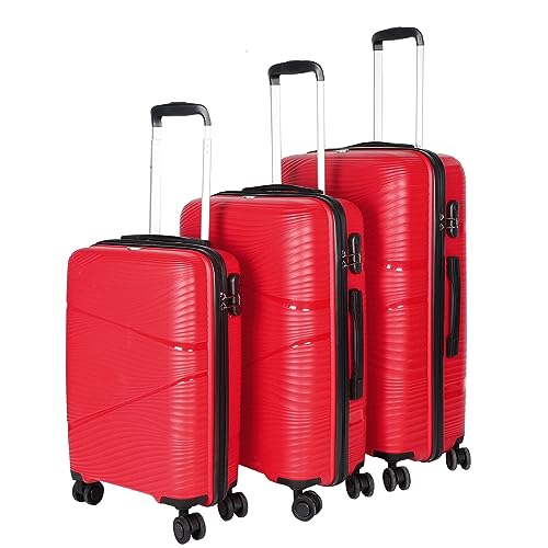 F Gear Joy Pp008 Red Hard-Sided Luggage Set Of 3 Trolley Bags (51, 61 & 71 Cm)