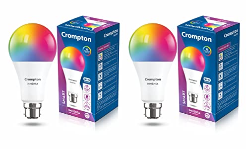 Crompton Immensa 9-Watt B22 Wifi Smart Led Bulb With Music Sync, 16 Million Colors, Compatible With Amazon Alexa And Google Assistant_Pack Of 2