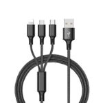 Verox 3.1 Amp 3 In 1 Nylon Braided Fast Charging Multi Charger Cable Compatible With Micro Usb, Type C, Android And Iphone Ios Devices Connector (1 M, Multicolor)(No Data Transfer)