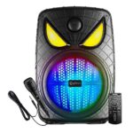 Ptron Fusion Party Evo V2 80W Karaoke Bluetooth Party Speaker, 3M Wired Microphone, Loud Sound With Punchy Bass, Rgb Lights, Usb/Sd Card/Aux Playback, Auto Tws Function & Remote Control (Jet Black)