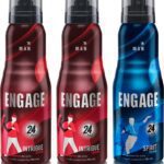 Engage Deo Combo 2 Intrigue For Him 165Ml And 1 Spirit For Him 165 Ml Deodorant Spray  –  For Men(495 Ml, Pack Of 3)