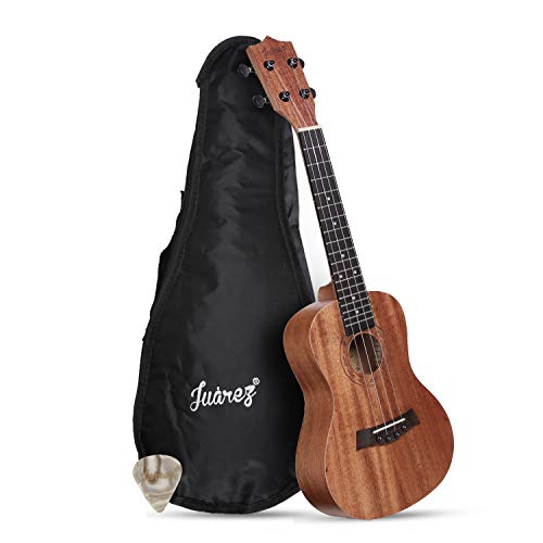 Juarez Jrz23Uk/Na 23″ Concert Size Ukulele Kit, Aquila Strings, Sapele Body, Rosewood Fingerboard, Matte Finish, With Bag And Picks, Natural Brown (23 Inch Full Size, Mahogany)