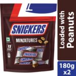 Snickers Miniatures Peanut Filled Chocolates Bars, Loaded With Nougat & Caramel(2 X 180 G)