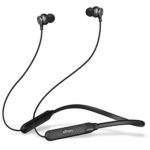 Ptron Tangent Duo Made In India Bluetooth 5.2 Wireless In-Ear Headphones With Mic, 24Hrs Playback, 13Mm Drivers, Punchy Bass, Fast Charging Neckband, Voice Assistant, Ipx4 & In-Line Controls (Black)