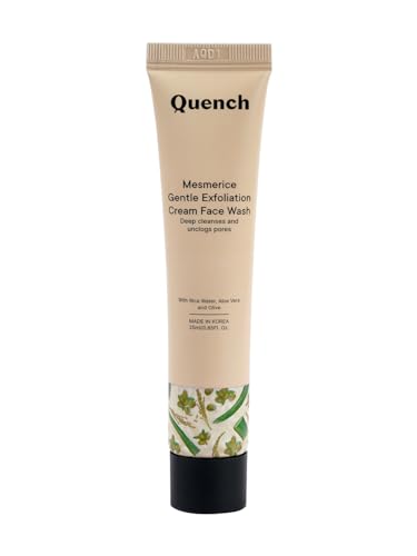 Quench Botanics Mesmerice Gentle Exfoliation Cream Face Wash | Aloe Vera, Rice, Deep Clenases And Unclogs Pores I Soft And Nourish, Skin Brightening I With Rice, Aloe Vera And Vitamin E, Mini