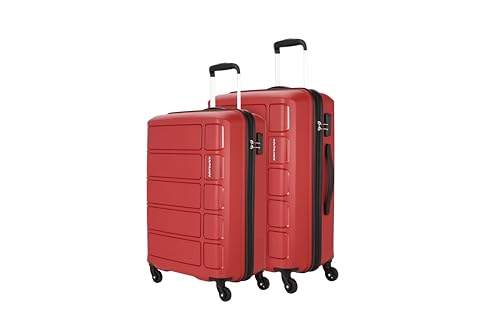 Kamiliant By American Tourister Harrier Set Of 2 (56 Cm/68 Cm) – Small & Medium Polypropylene (Pp) Hard Sided 4 Wheels Spinner Luggage Set/Suitcase Set/Trolley Bag Set (Crimson Red)