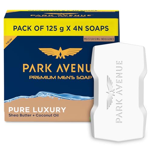 Park Avenue Premium Men’S Soaps For Bath – Pure Luxury | 125G (Pack Of 4) | Enriched With Shea Butter & Coconut Oil | Grade 1 Soap | For All Skin Types