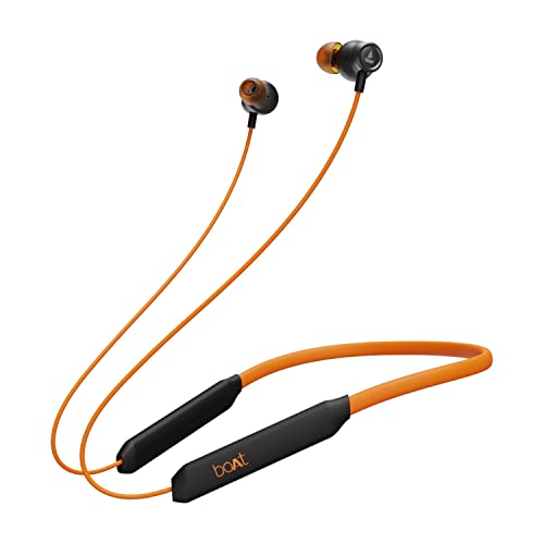 Boat Rockerz 205 Pro In Ear Bluetooth Neckband With Beast Mode™(Low Latency Upto 65Ms), Enx™ Tech For Clear Voice Calls,30 Hours Playtime, Asap™ Charge,10Mm Drivers,Dual Pairing & Ipx5(Rising Orange)