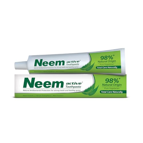 Neem Active Toothpaste – 200 Gm With Natural Antibacterial Protection For Strong Teeth And Healthy Gums | Pure Vegetarian | Calcium Strengthen | Mint Freshens