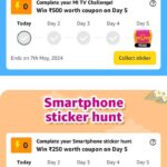 Great Sticker Hunt : Win Coupons Worth Upto ₹500.Open In Mobile : Collect All Stickers & Complete all Daily Challenges to Get Discount Coupons.It will Usable in Summer Sale for Extra Discounts.