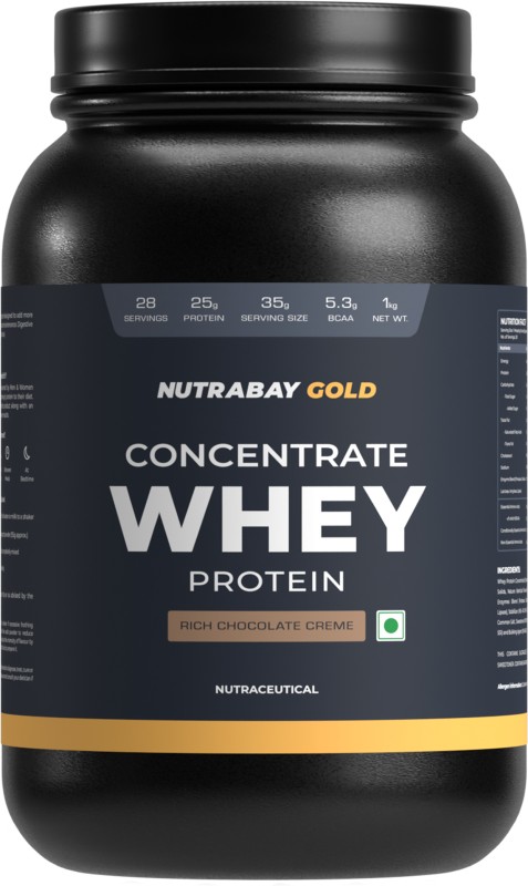 Nutrabay Gold 100% Concentrate – Whey Protein(1 Kg, Rich Chocolate Creme)