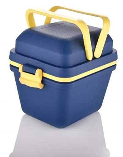 Tosaa Plastic Dieting Airtight Lunch/Tiffin Box Set 3 Compartment Tiffin With Handle & Push Lock For Travelling, School Kids & Office Exclusive,Blue (14 X 12 X 14 Cm),10 Milliliters