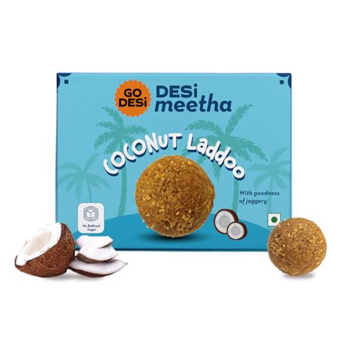 Go Desi Coconut Ladoo, 300 Grams, Laddu, Laddoo, Indian Sweets, Mithai Gift