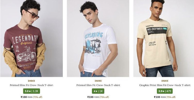 Ajio Loot : Men’s T-shirts Starts Rs.100.Jeans : Shirts : Sweaters  : Hoodies : Loot : Netplay Men’s Clothing.T-Shirts : Shirts : Jeans : Trousers : Sweaters : Jackets :