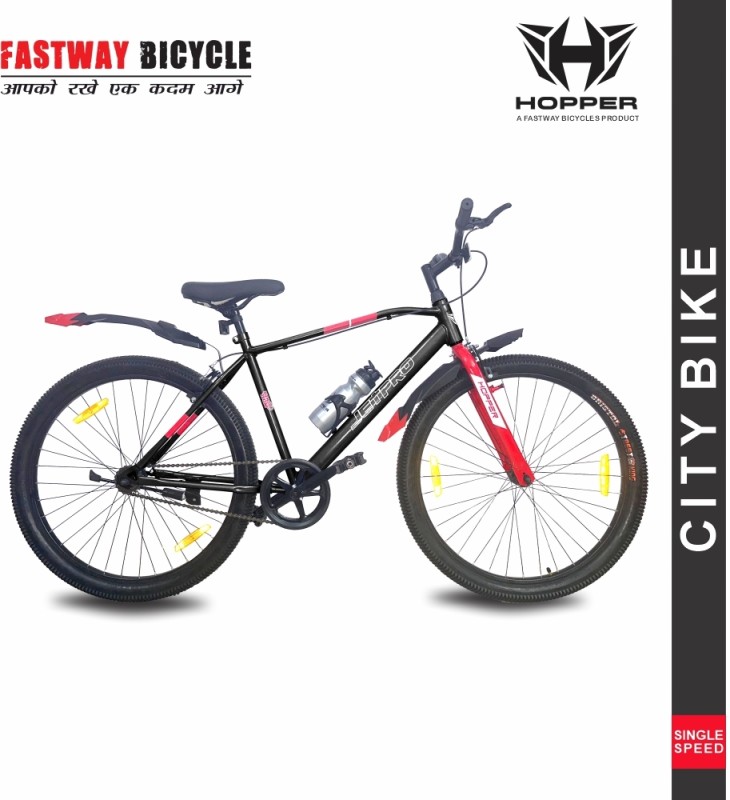 Fastway Bicycle Hopper Jetpro 26T Black, With 90% Assembled 26 T Road Cycle(Single Speed, Black)