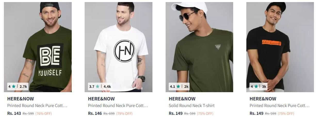 Myntra : HERE&NOW Men Tshirts Starts @143