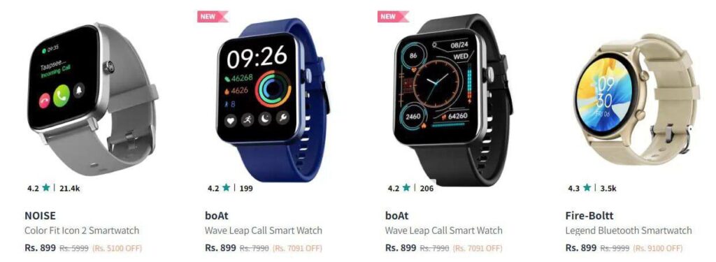 Bluetooth Calling Smartwatch Starts at 899.boAt : Noise : Fire-boltt :