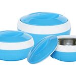 Princeware Solar Casserole With Inner Stainless Steel – Set Of 3 (530 Ml,780 Ml,1290 Ml), Blue