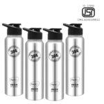 Pigeon By Stovekraft Inox Hydra 900 Ml Bottle (Pack Of 4, Black, Steel/Chrome, Steel)